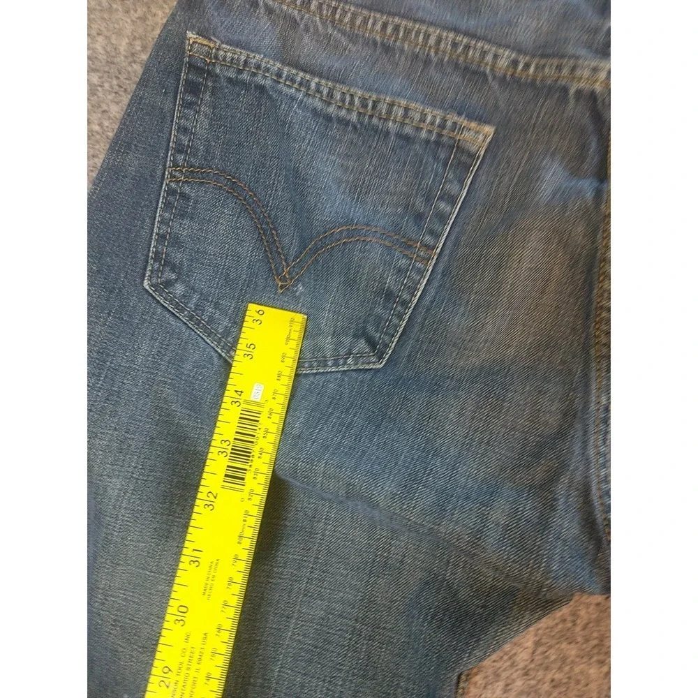 Levis 505 Straight Fit Mens Jean Medium Wash Blue Denim 34x29 5-Pocket Whiskered